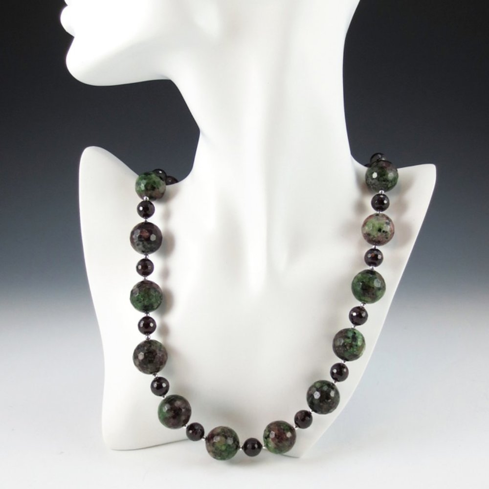 Ruby In Zoisite, Garnet, Sterling Silver Necklace - image 2